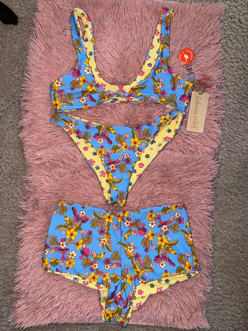 Cabana del sol Reversible 3piece Bikini Set